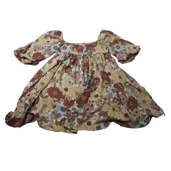 Hudson Gray Boho Floral Puff Sleeve Mini Dress Women’s Size M - Picture 9 of 11